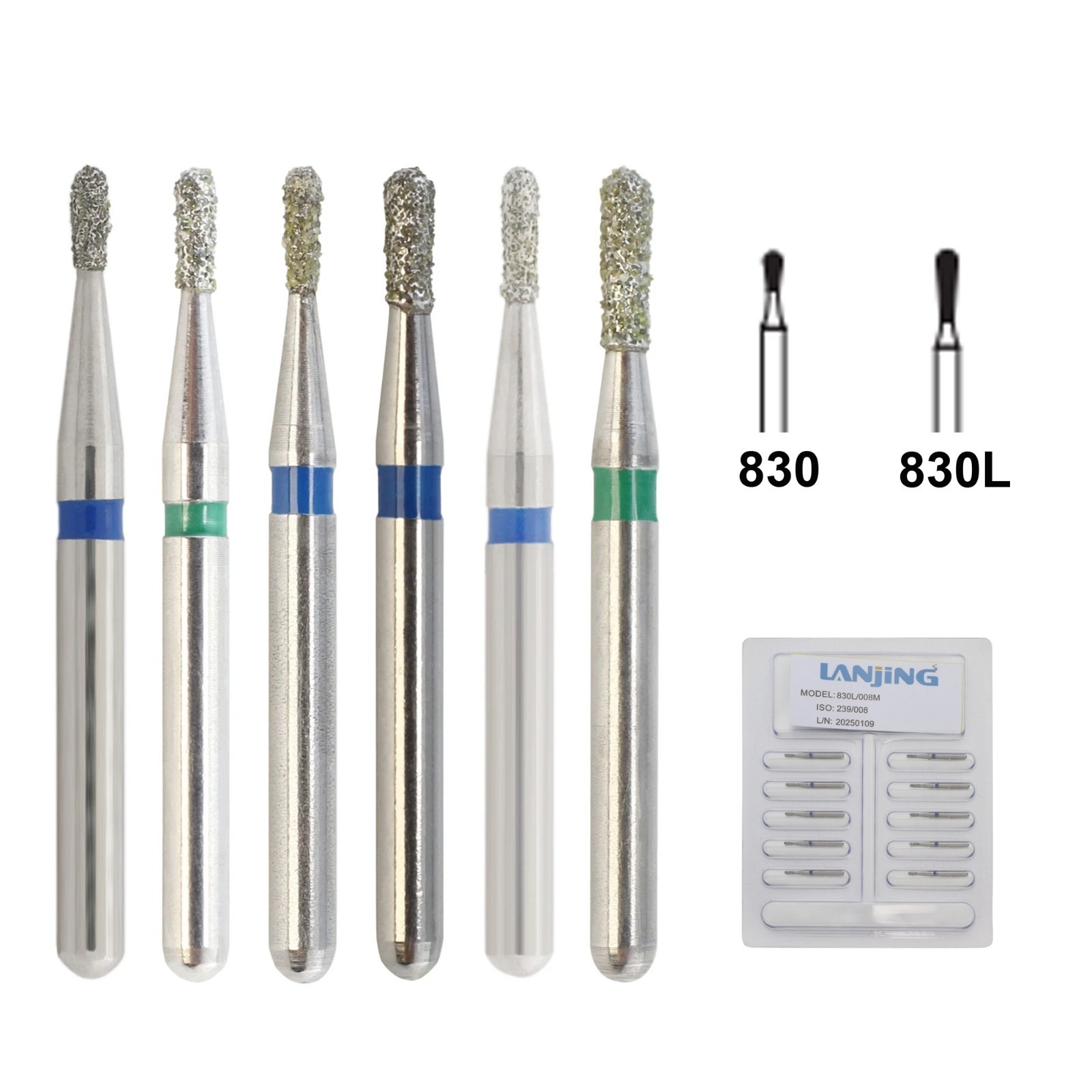 Dental 330 Diamond Bur Pear 830/008 830/010 Medium Coarse Grit High Speed FG
