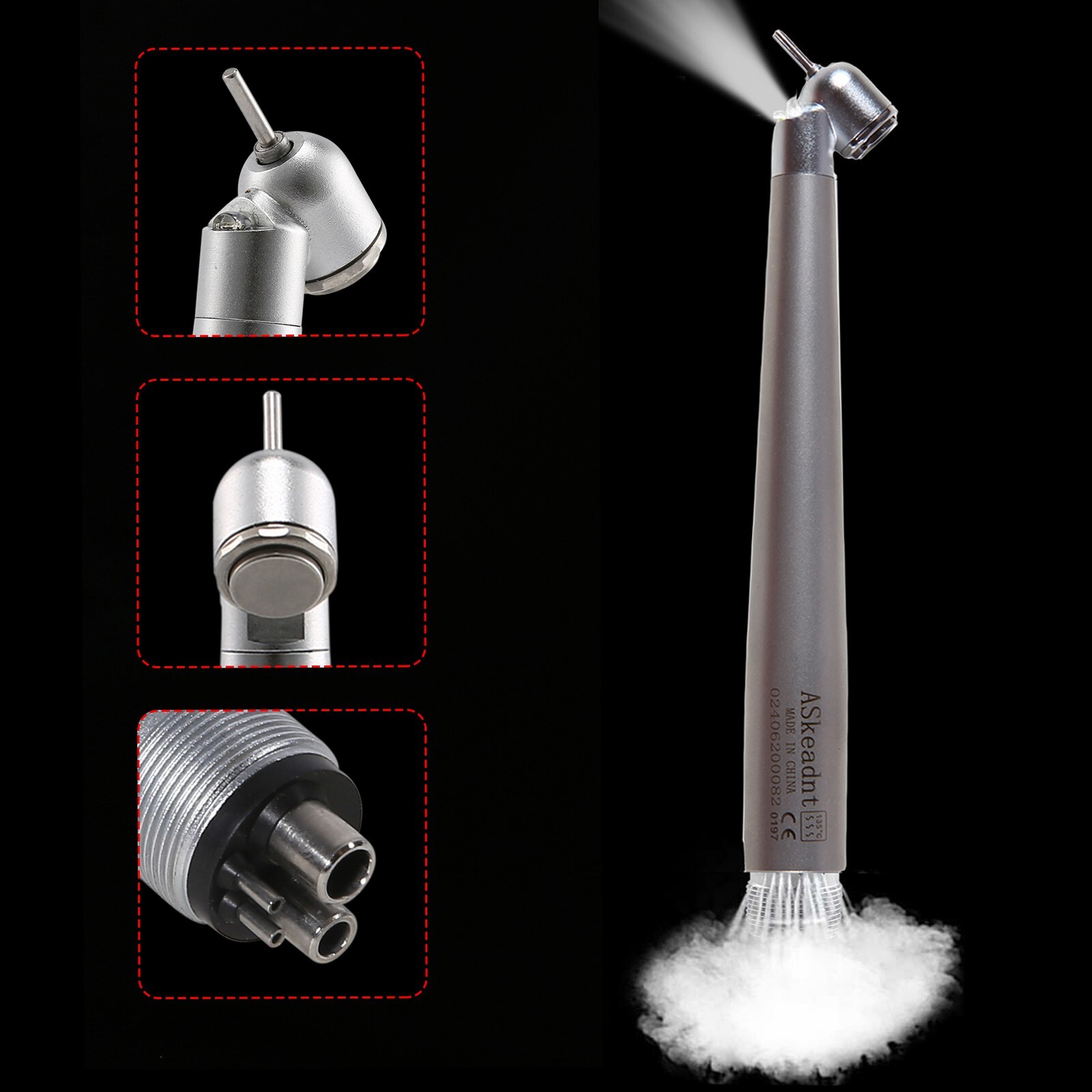 NSK Style Dental LED 45° Degree Surgical High Speed Handpiece Push Button 4 Hole