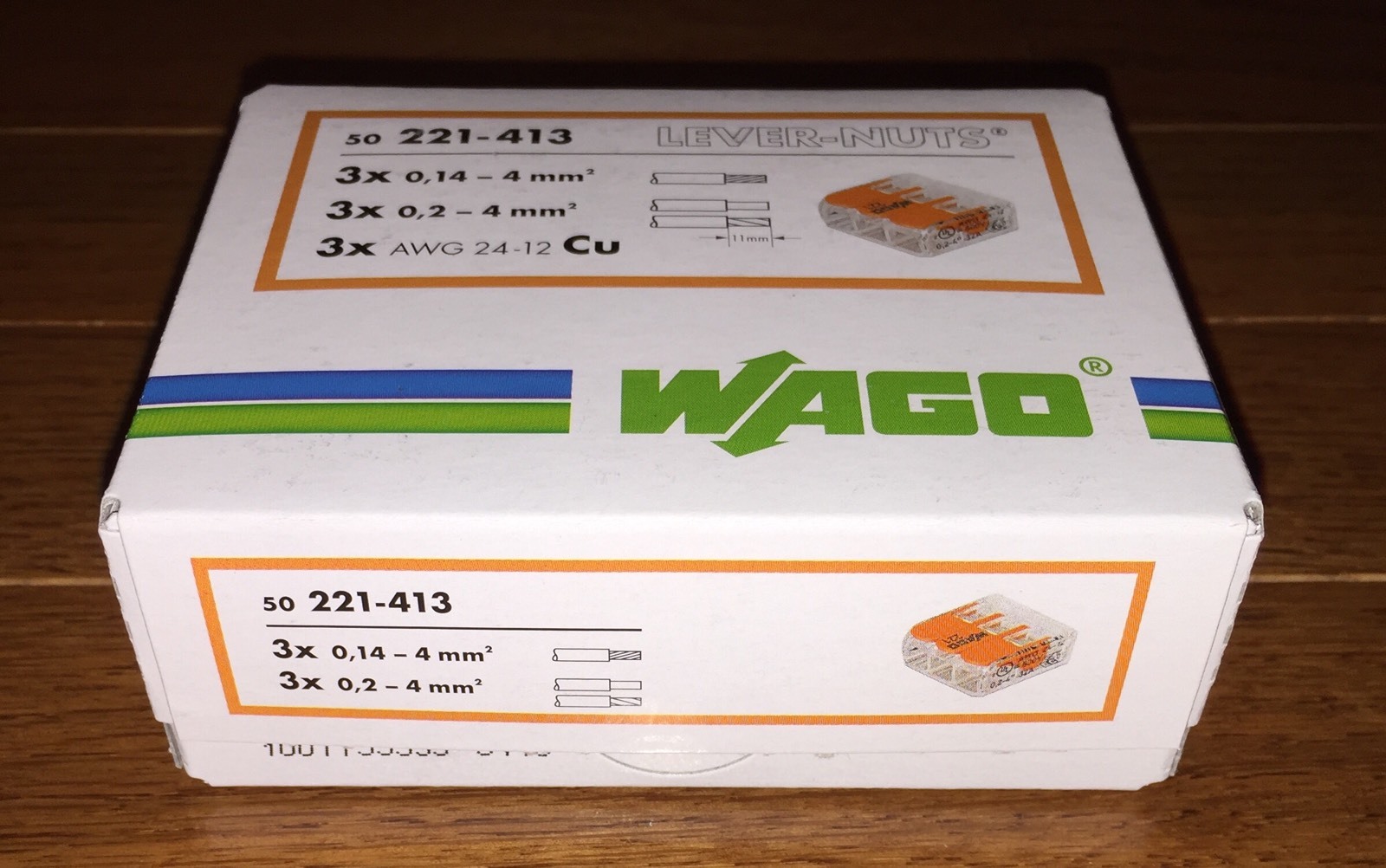 50 pcs WAGO 221-413 COMPACT Splicing Connectors 3 pole Lever Nuts FREE SHIPPING!