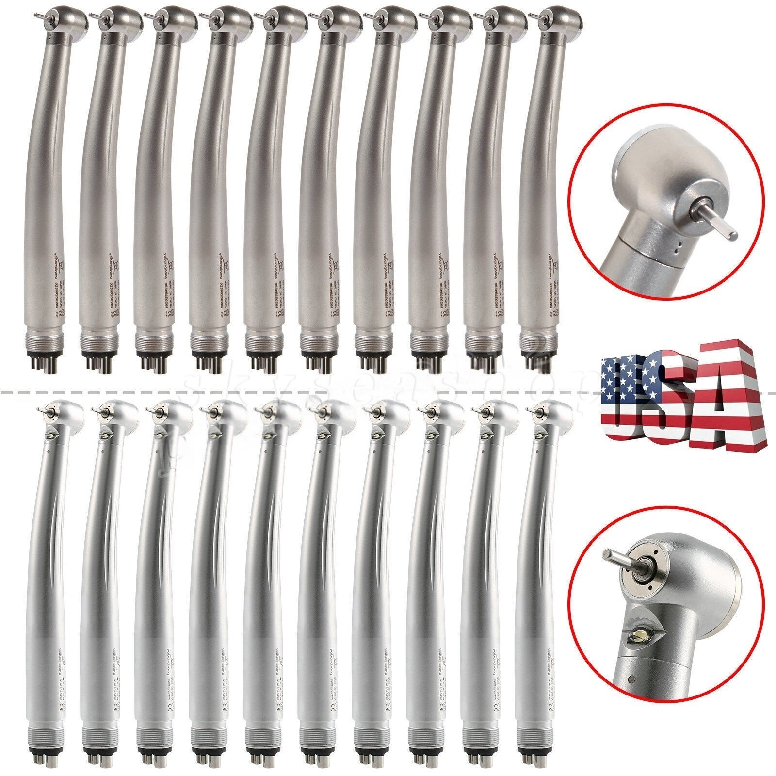 1-10 Yabangbang Dental LED E-generator/ High Speed Handpiece 4/2 Hole NSK Style