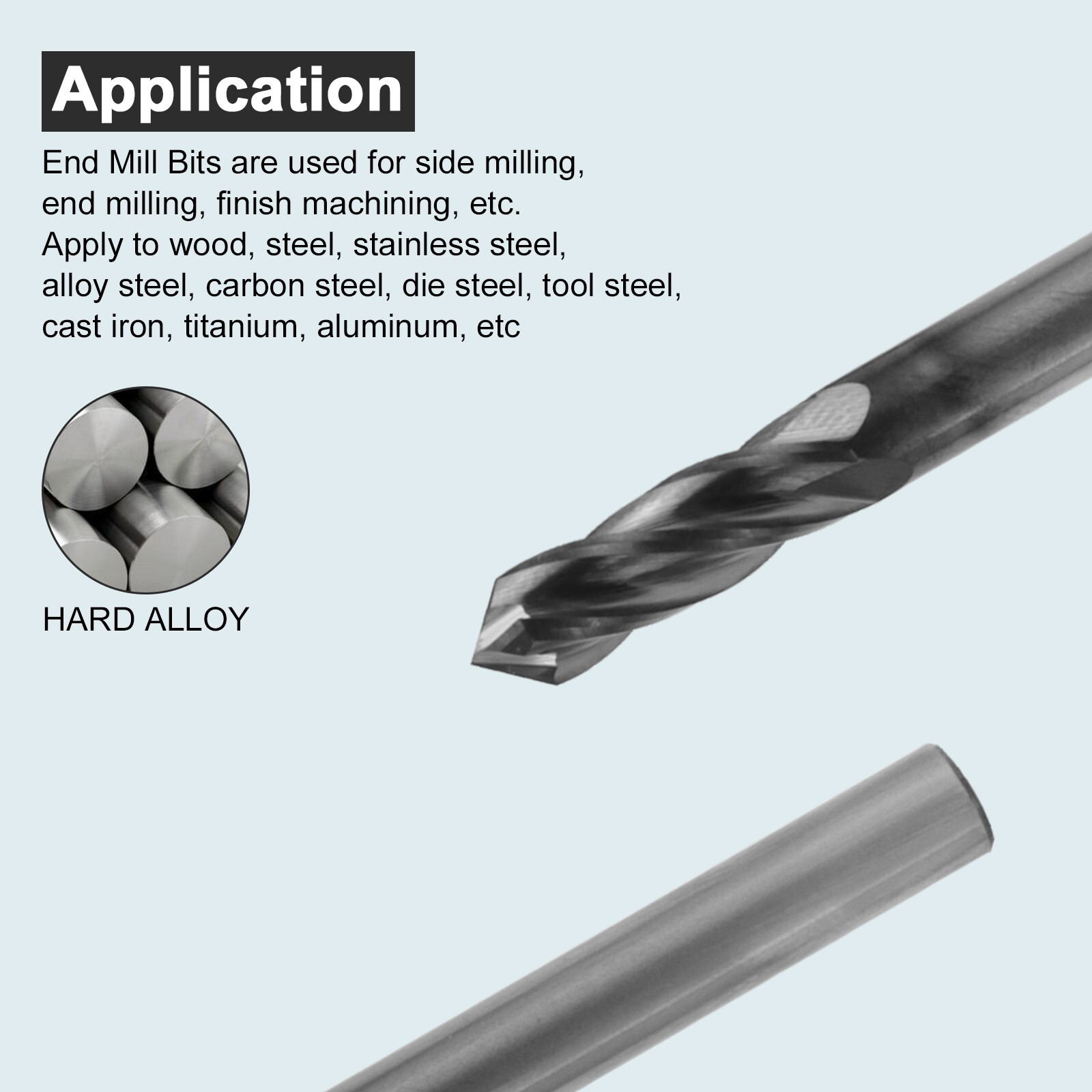 5Pcs 4 Flute 90 Degree 3/16″ x 5/8 “x 2” Solid Carbide Drill Mill – AlTiN Coated