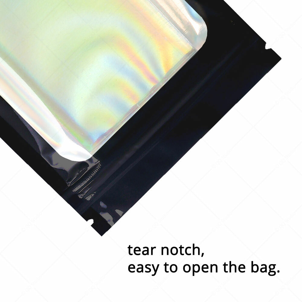 Multi-Size Double-sided Black Glossy Foil Mylar Flat Zip Lock Bag w/Front Window