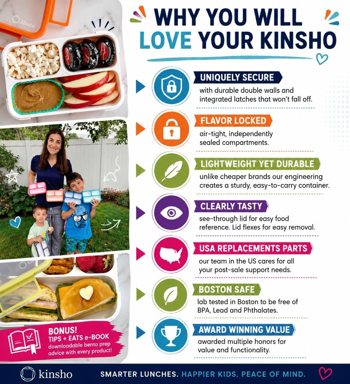 Kinsho Lunch For Kids Boys Girls – Bento Set Insulated Bag And Ice Pack 6