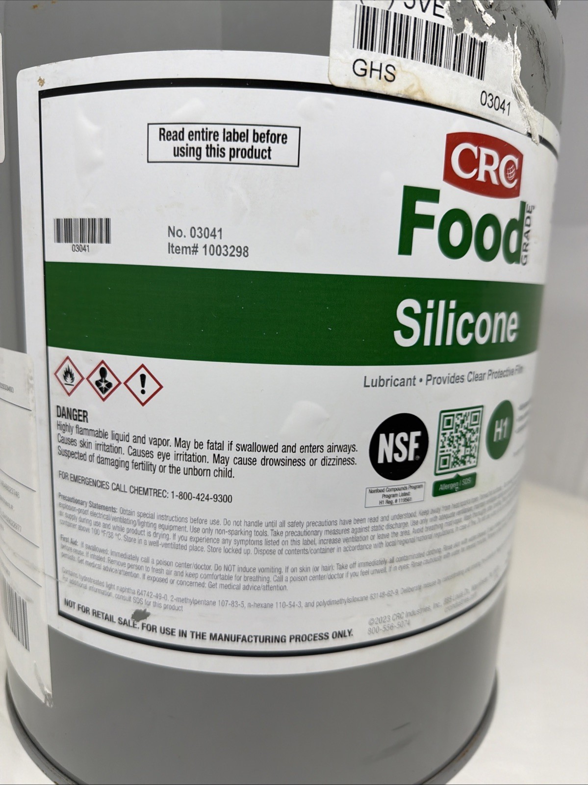 CRC 03041 General Purpose Dry Lubricant, 26.5lb, 5 Gallons, Food Grade, NSF H1