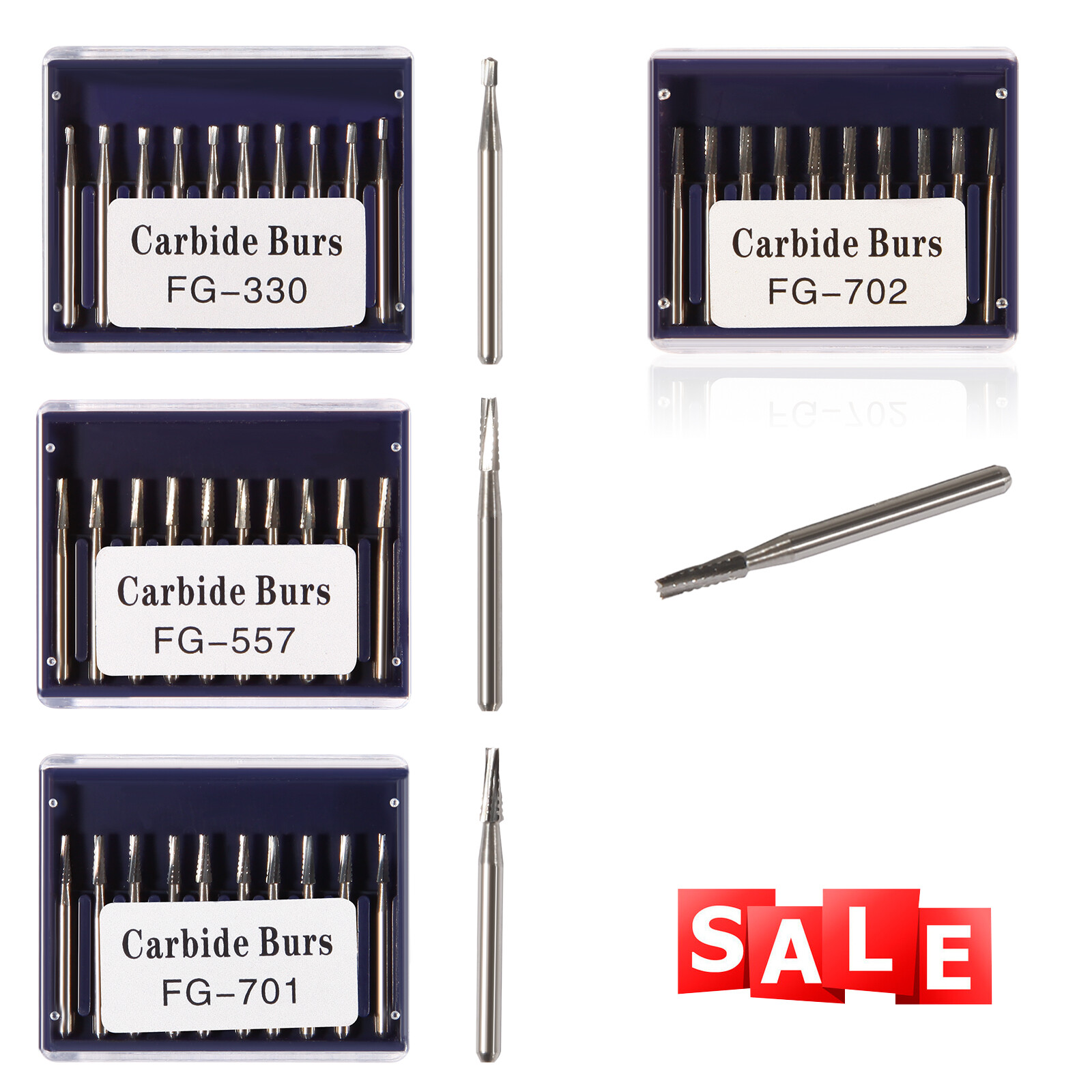 10-100 Pcs Dental FG High Speed Tungsten Steel Carbide Crown Cutting Burs