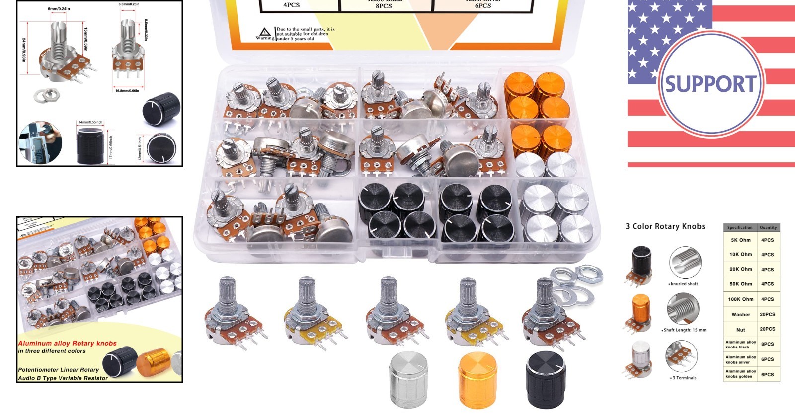 Professional 80PCS Potentiometer Set – 5 Types, Ideal for DIY Audio Applications