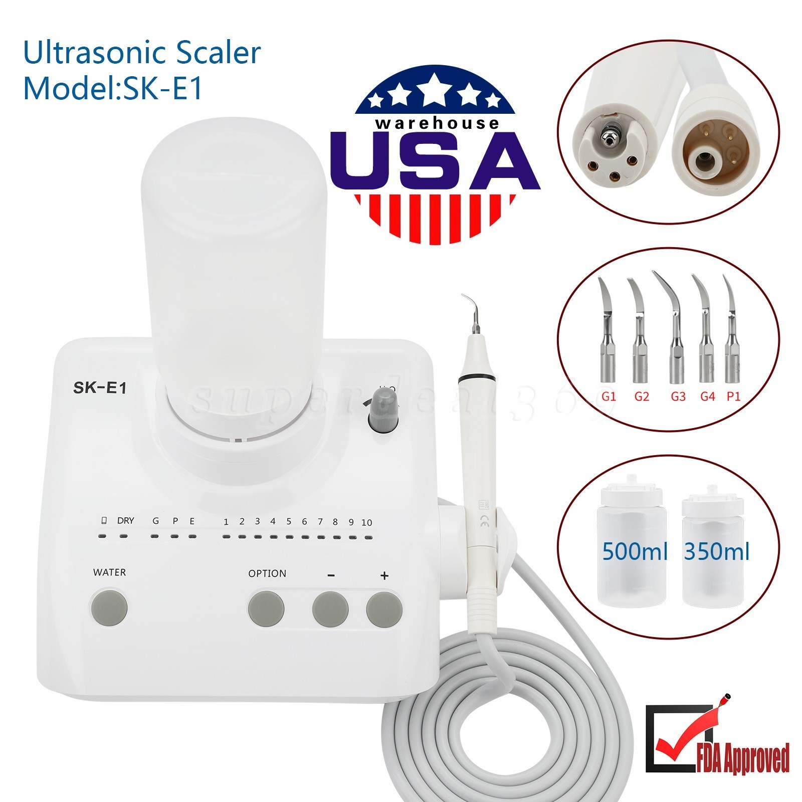 Auto Water Supply Dental Portable Ultrasonic Piezo Scaler fit Cavitron EMS CE