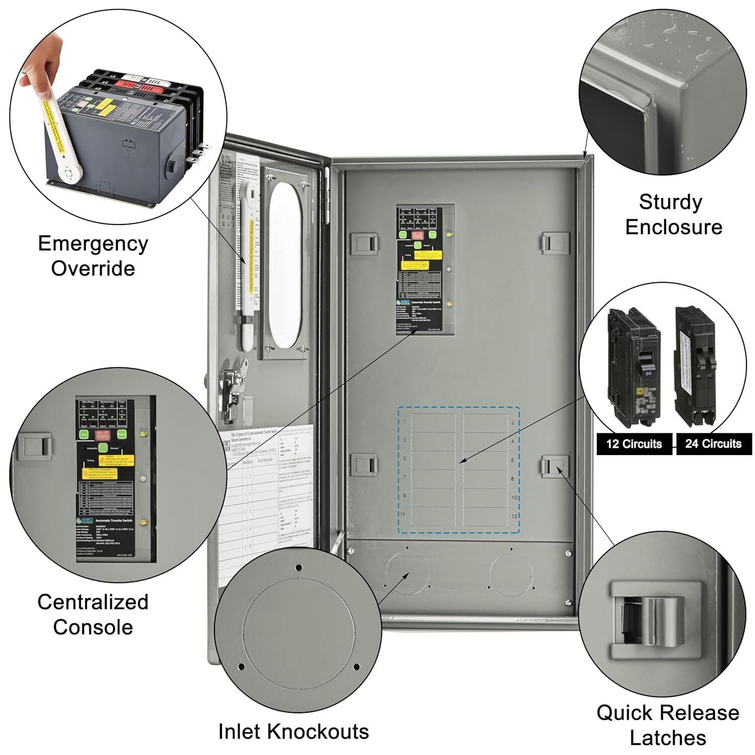 Nature’s Generator Automatic Transfer Switch 120/240V 50A Power Transfer Kit