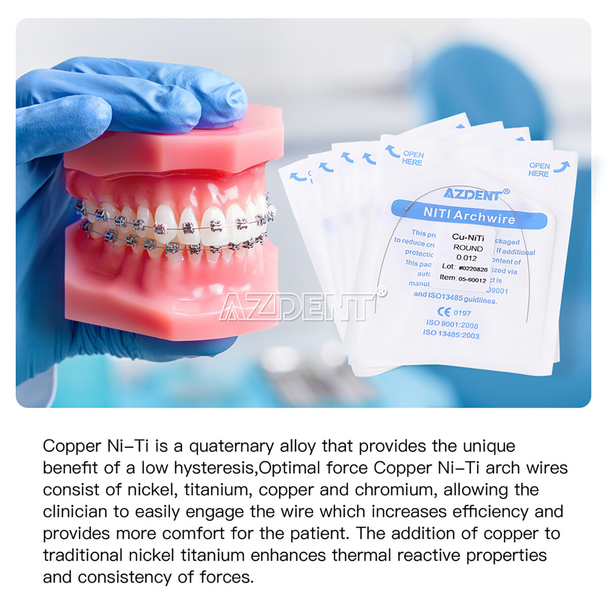 AZDENT Dental Orthodontic Super Elastic Arch Wires Copper Cu-NiTi ROUND