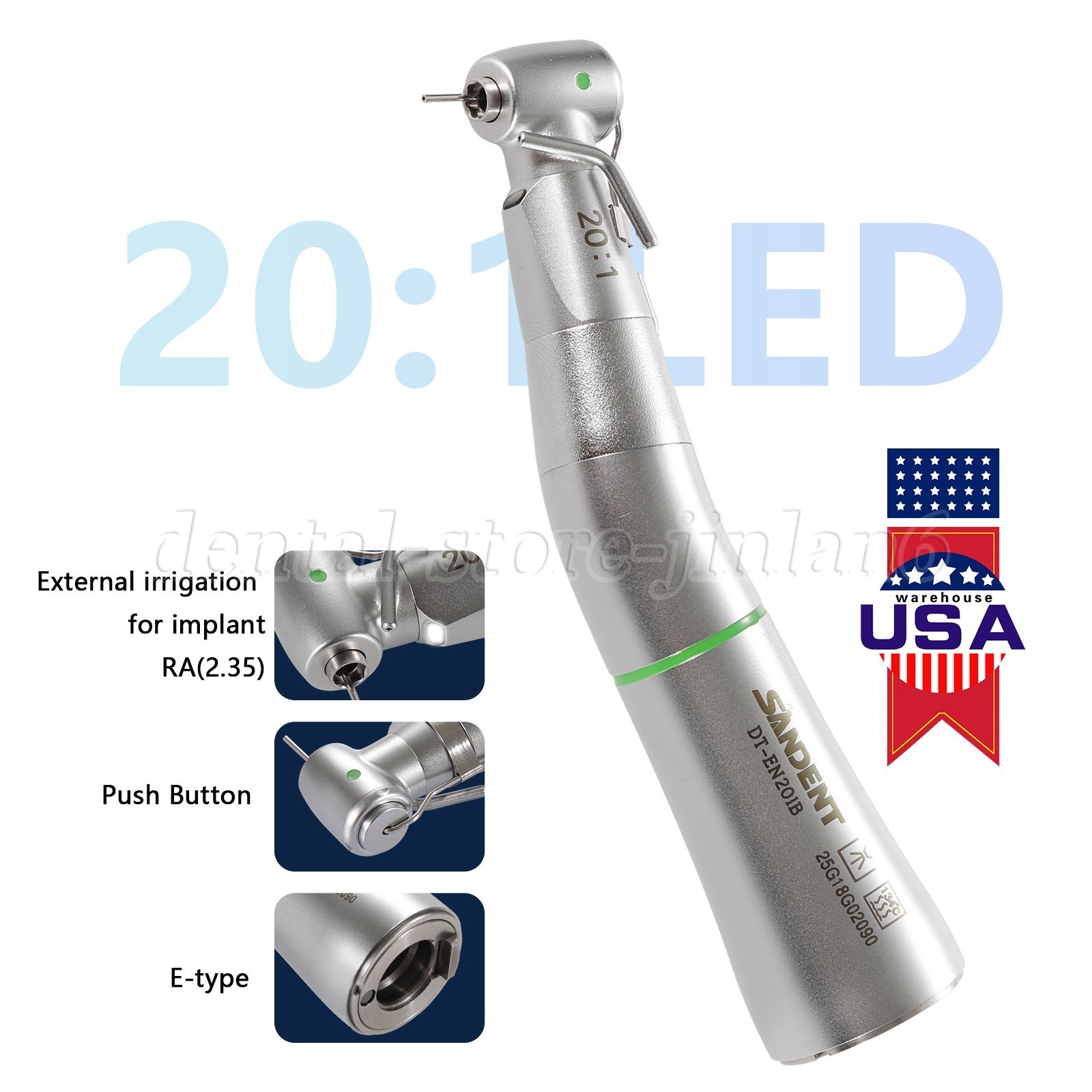 Dental Implant Handpiece 20:1 LED Contra Angle Fit Surgical Implant Motor