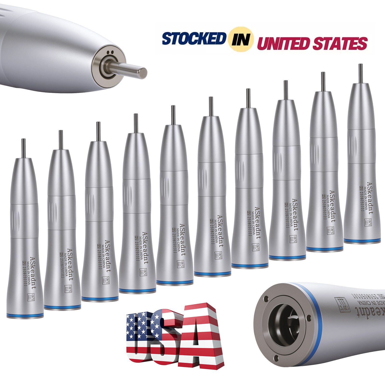 1-10 Dental Internal Water Spray Straight Nosecone Low Speed Handpiece ASkeadnt