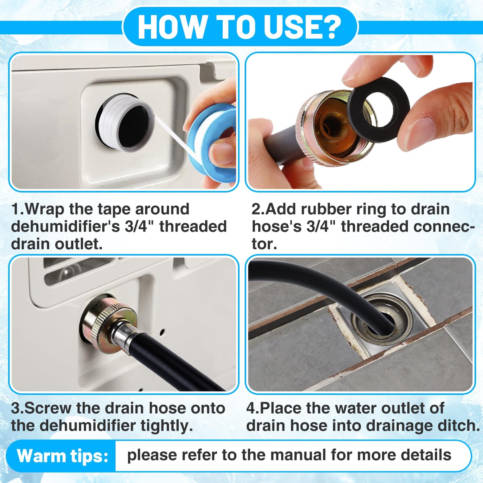 Leakproof Dehumidifier Drain Hose 3/4″ FHT – 6.6 FT Thickened 6.6FT, Black