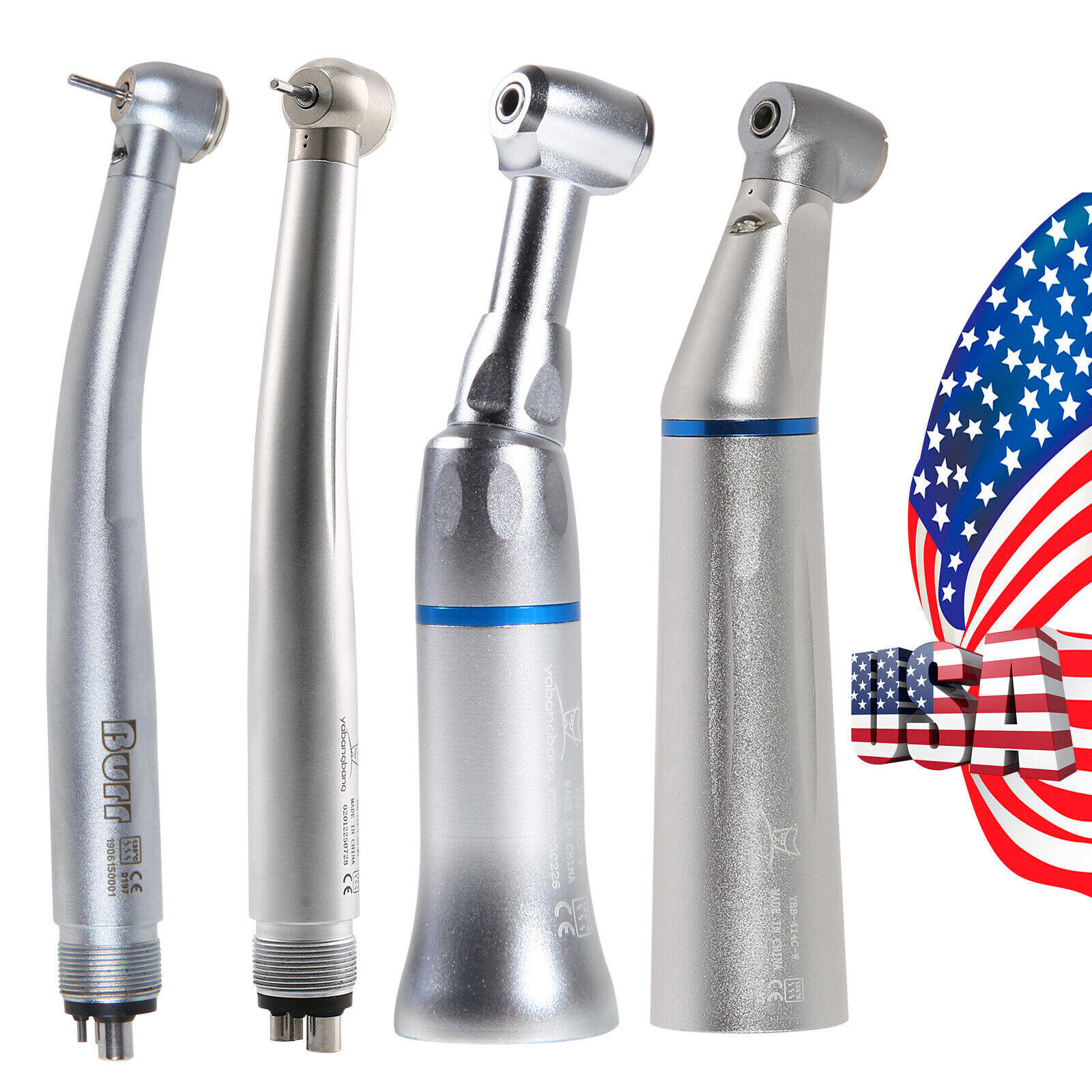 (LED) High Low Speed Contra Angle Handpiece Push E-type 1:1 USA KY Dental