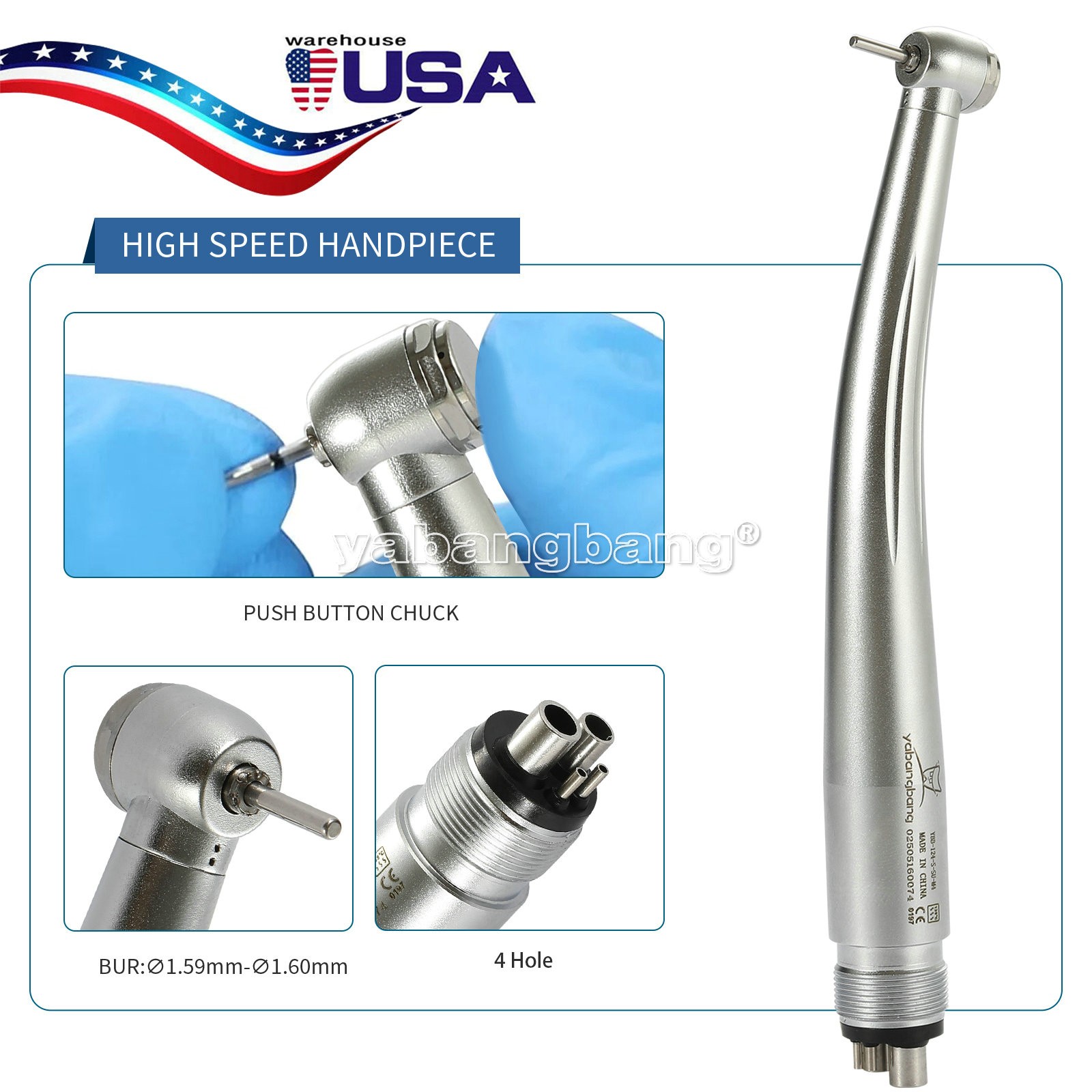 Mini Small Head Dental High Speed Handpiece Push Pediatric Kid NSK STYLE 4HOLE