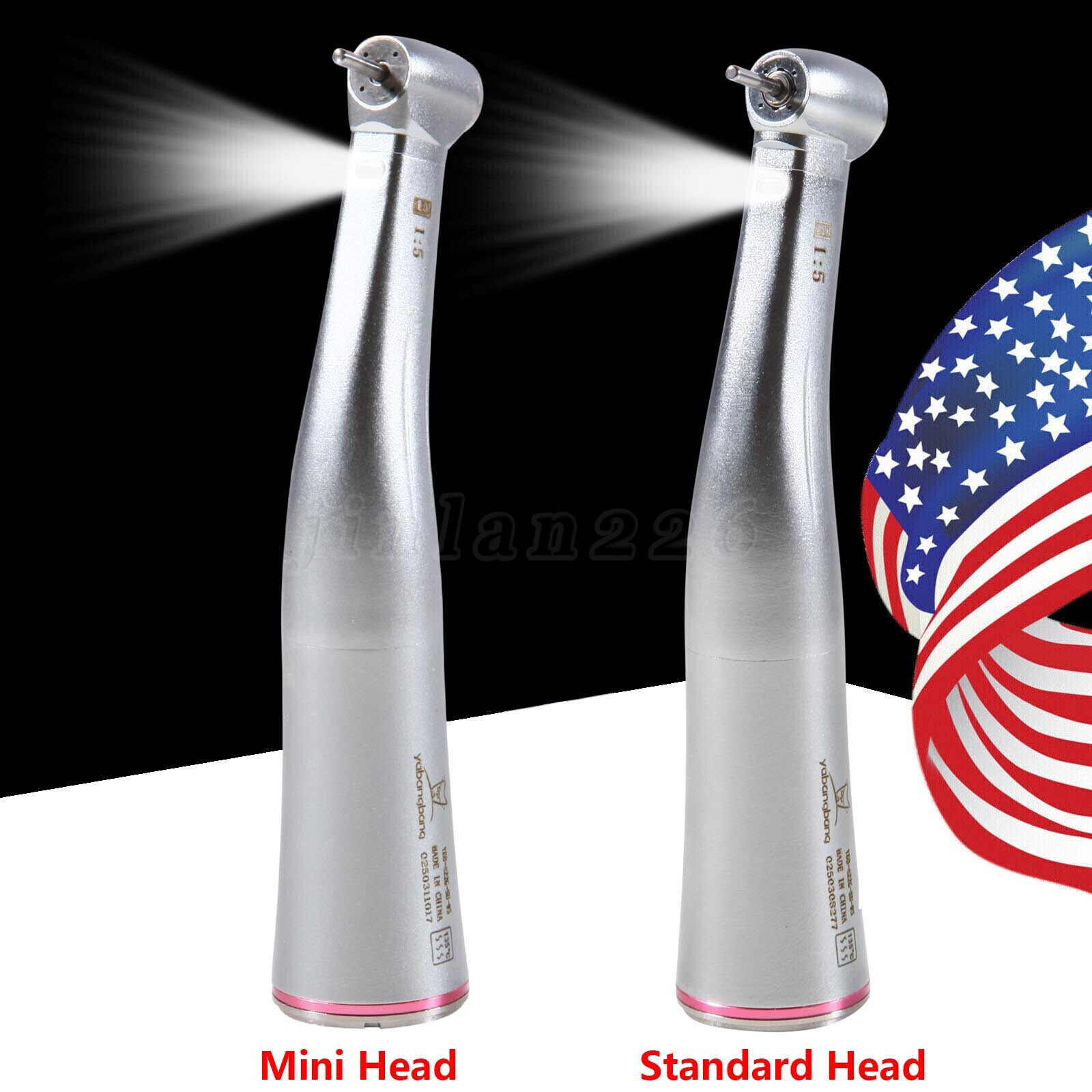 Dental 1:5 Increasing Contra Angle LED Optic Handpiece Fit NSK Electric Motor KV