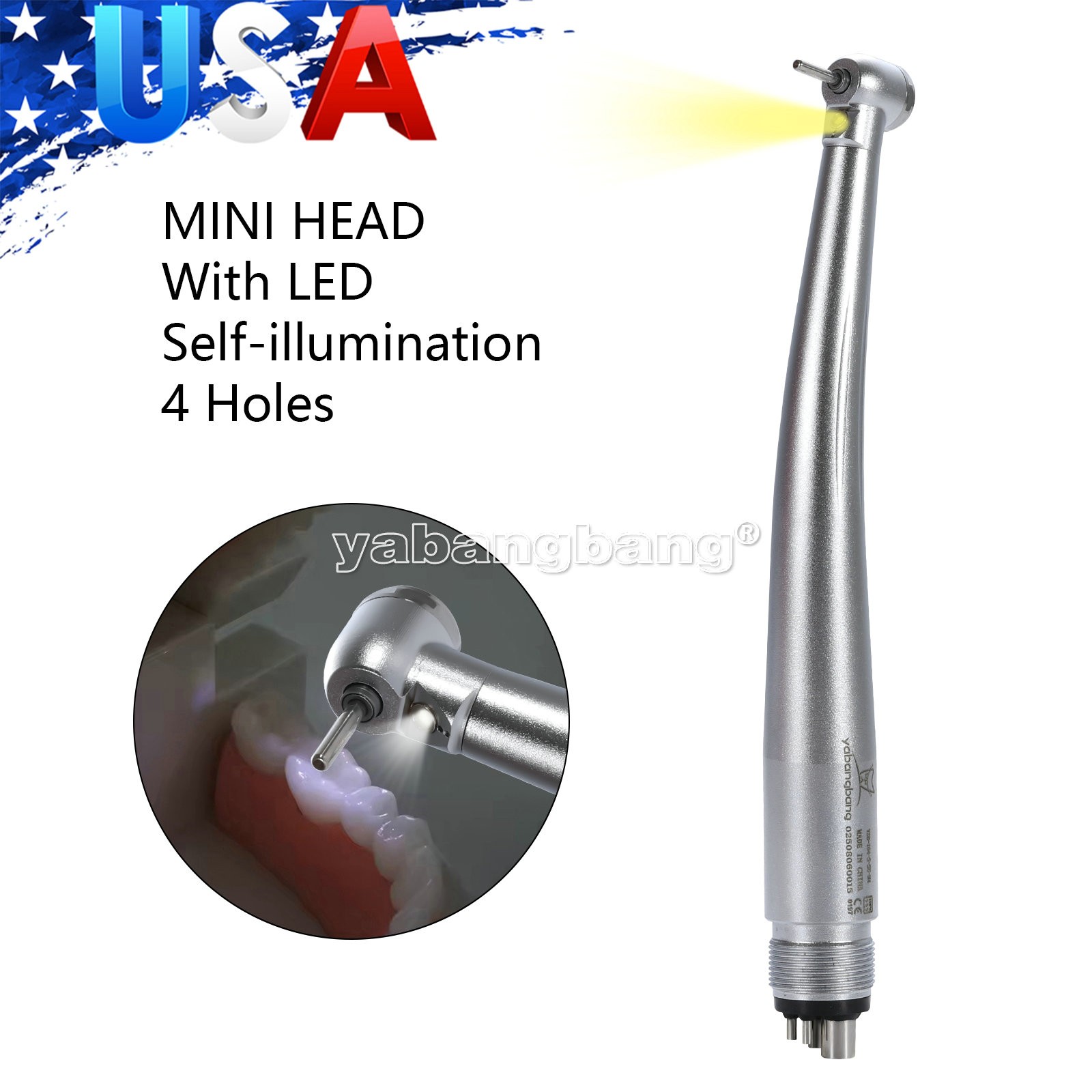 Mini Small Head Dental Fiber Optic LED E-generator High Speed Handpiece 4 HOLE