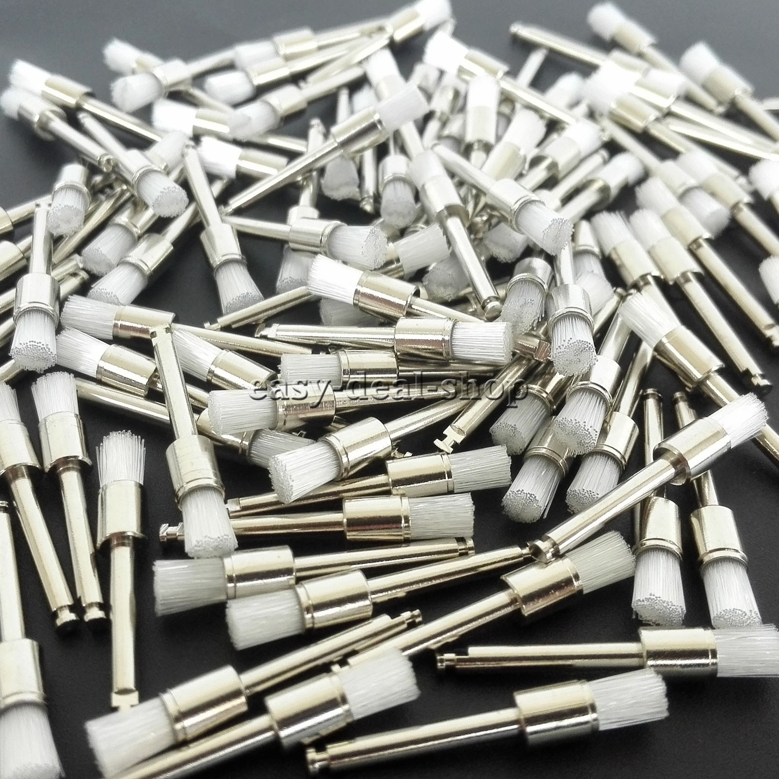 200 Pcs Dental White & Colorful Nylon Latch Flat Polishing Polisher Prophy Brush