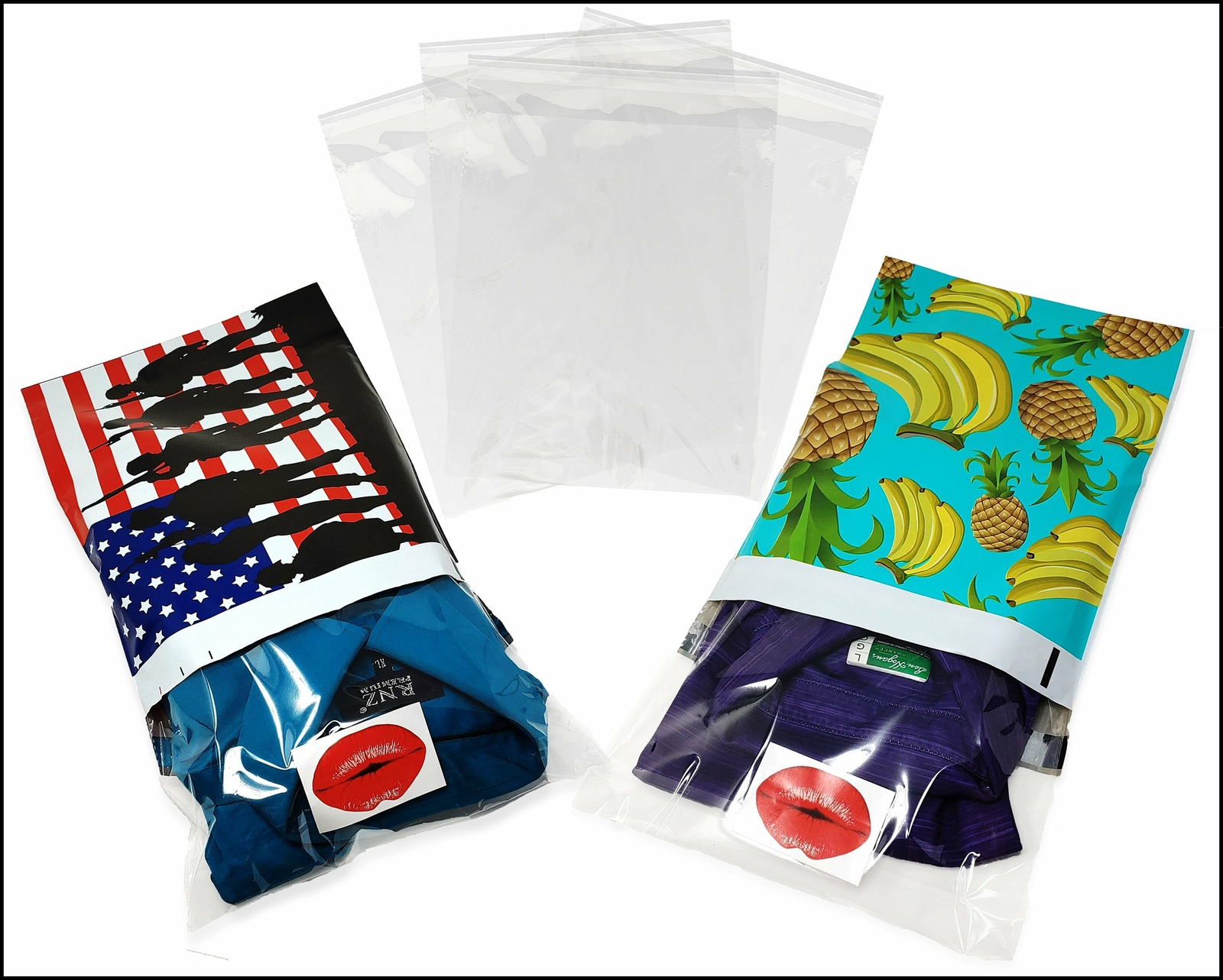 50 Pack, 25 Each 10×13″ Poly Mailers & Transparant plastic apparel Mailing bags