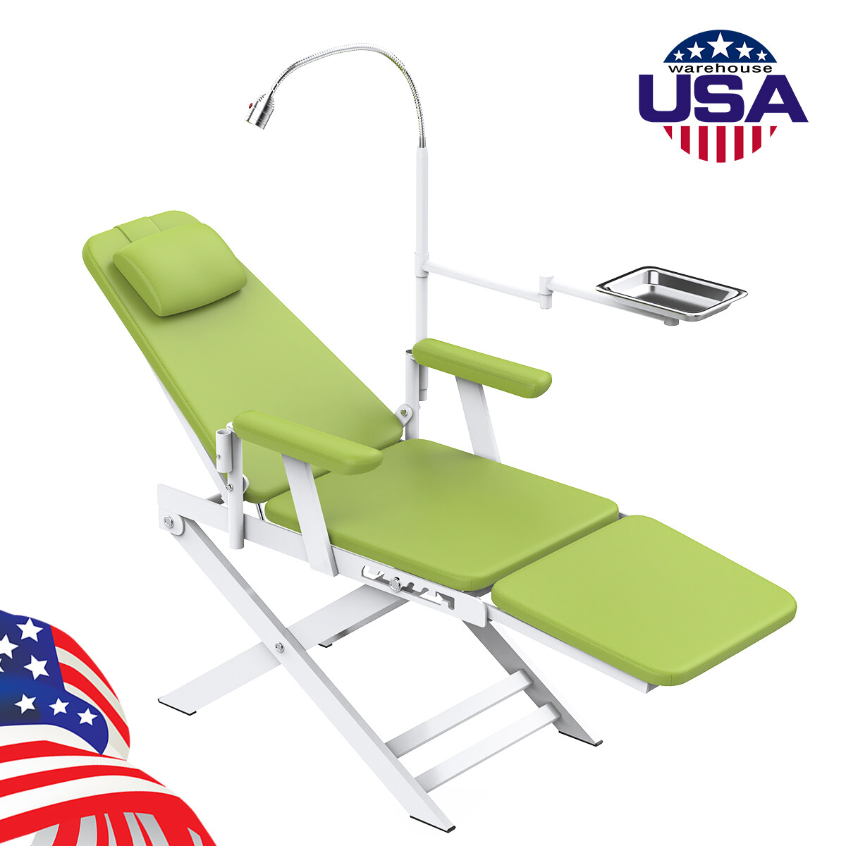 5 Types Portable Dental Folding Chair Package LED Light+Air Turbine Unit 4 Holes