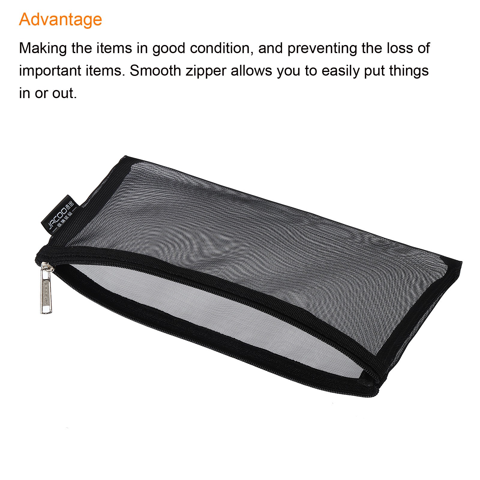 5pcs Mesh Cosmetic Bags, B6 Nylon Zipper Bag Travel Toiletry Pouch Black
