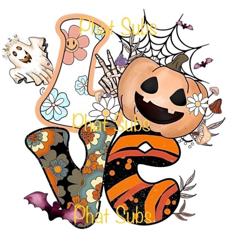 Sublimation Print Love Halloween Ready To Press Heat Transfer