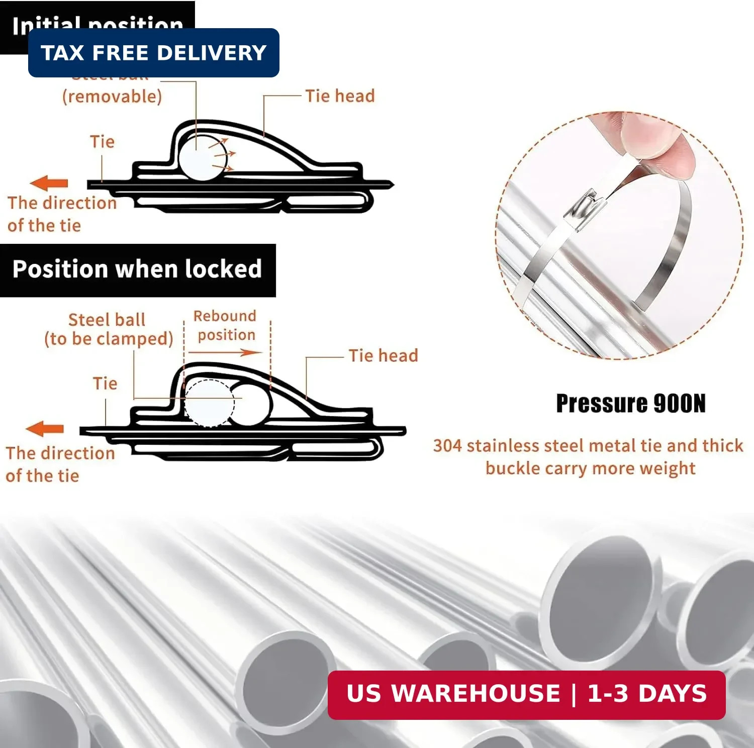 Metal Zip Tie Wrap Gun Kit,Stainless Steel Cable Tie Tool with 100PCS Cable Ties