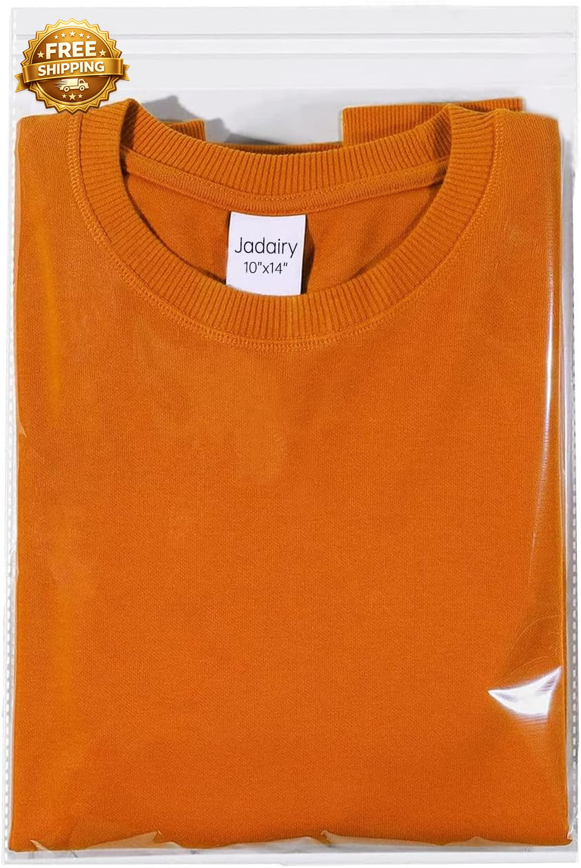Clear Resealable Bags for Packaging Shirt 10X14 In, 100 Pcs