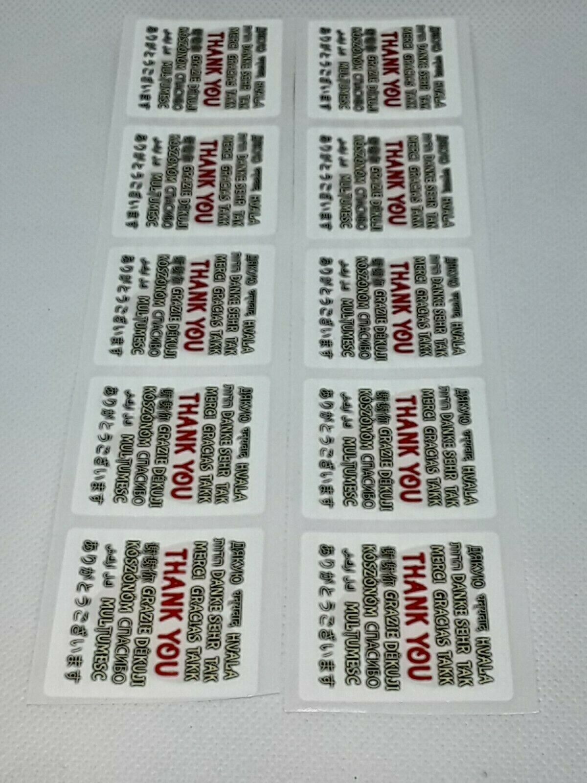 (10x) GLOBAL THANK YOU Stickers 18 Different Languages, International Shipping