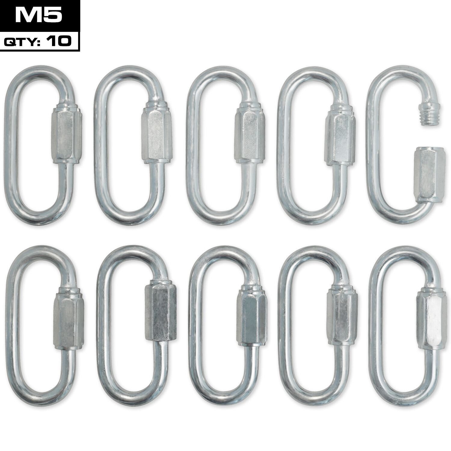 MEISTER QUICK LINK SCREWLOCK CARABINERS – M5 x 10 PACK – Galvanized Steel Clips