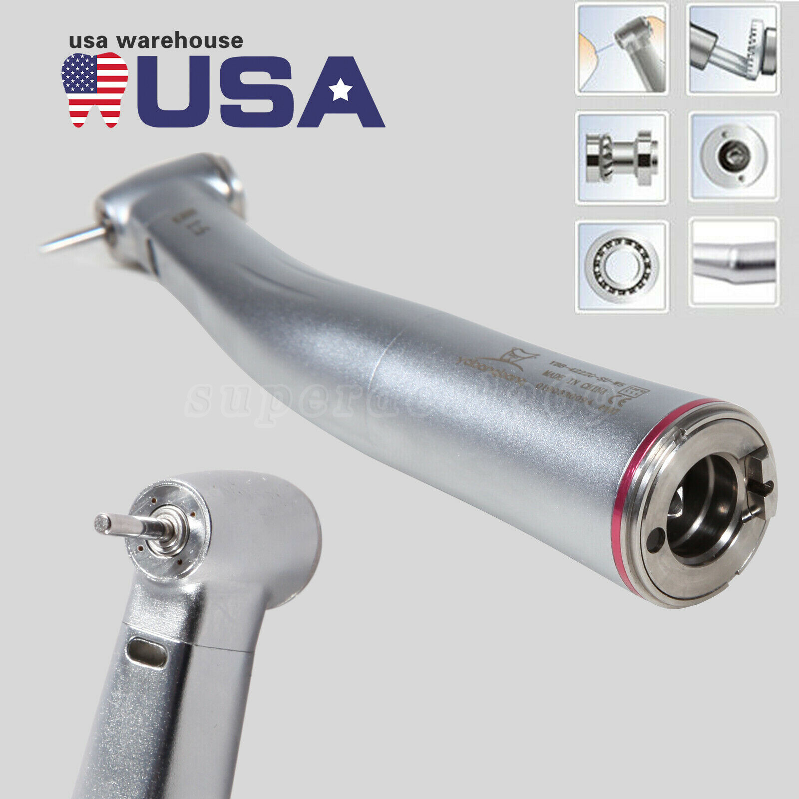 NSK Style Dental 1:5 Increasing LED Contra Angle Handpiece Push Button YBB-W5