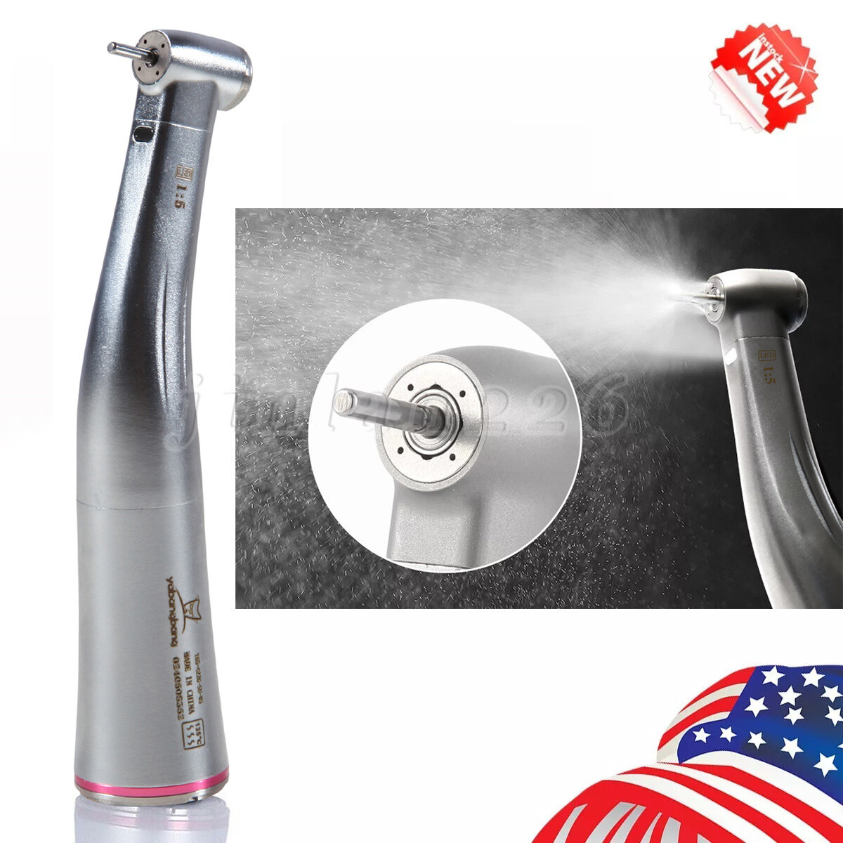 Dental LED 1:5 increasing fiber optic Handpiece Contra Angle slow speed