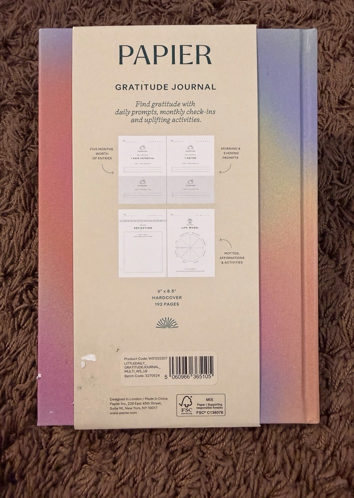 Papier Gratitude Journal “Little Daily Thanks” 6×8.5” Hardcover 192 Pages