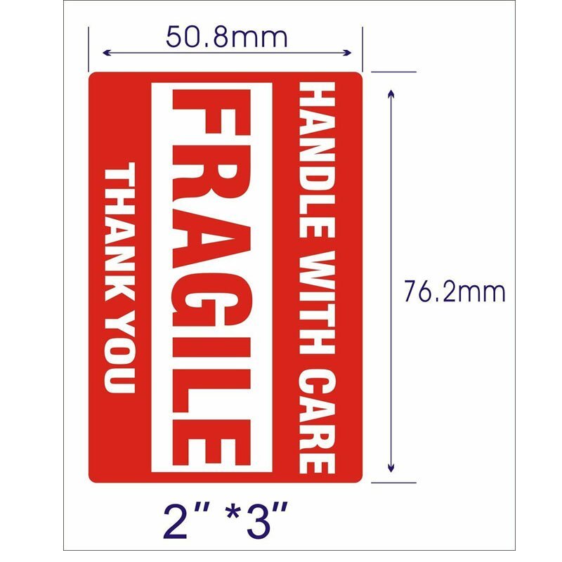 10000 Fragile Stickers 2×3 Handle with Care Thank You Mail Labels 500/Roll