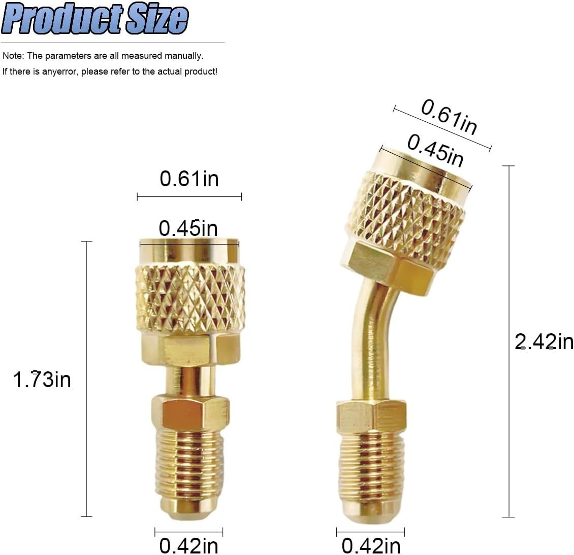 Straight Adapter & Angled Adapter, R410A Adapter Mini Split Adapter 5/16″ Female