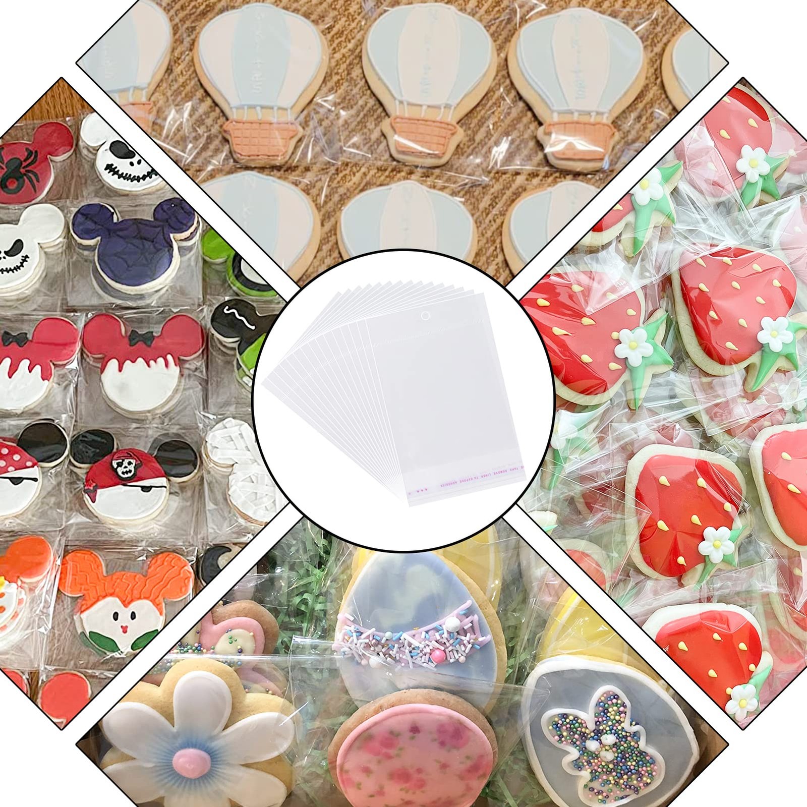 400Pcs Clear Plastic Self Sealing Bags with Hang Hole Resealable Storage Celloph