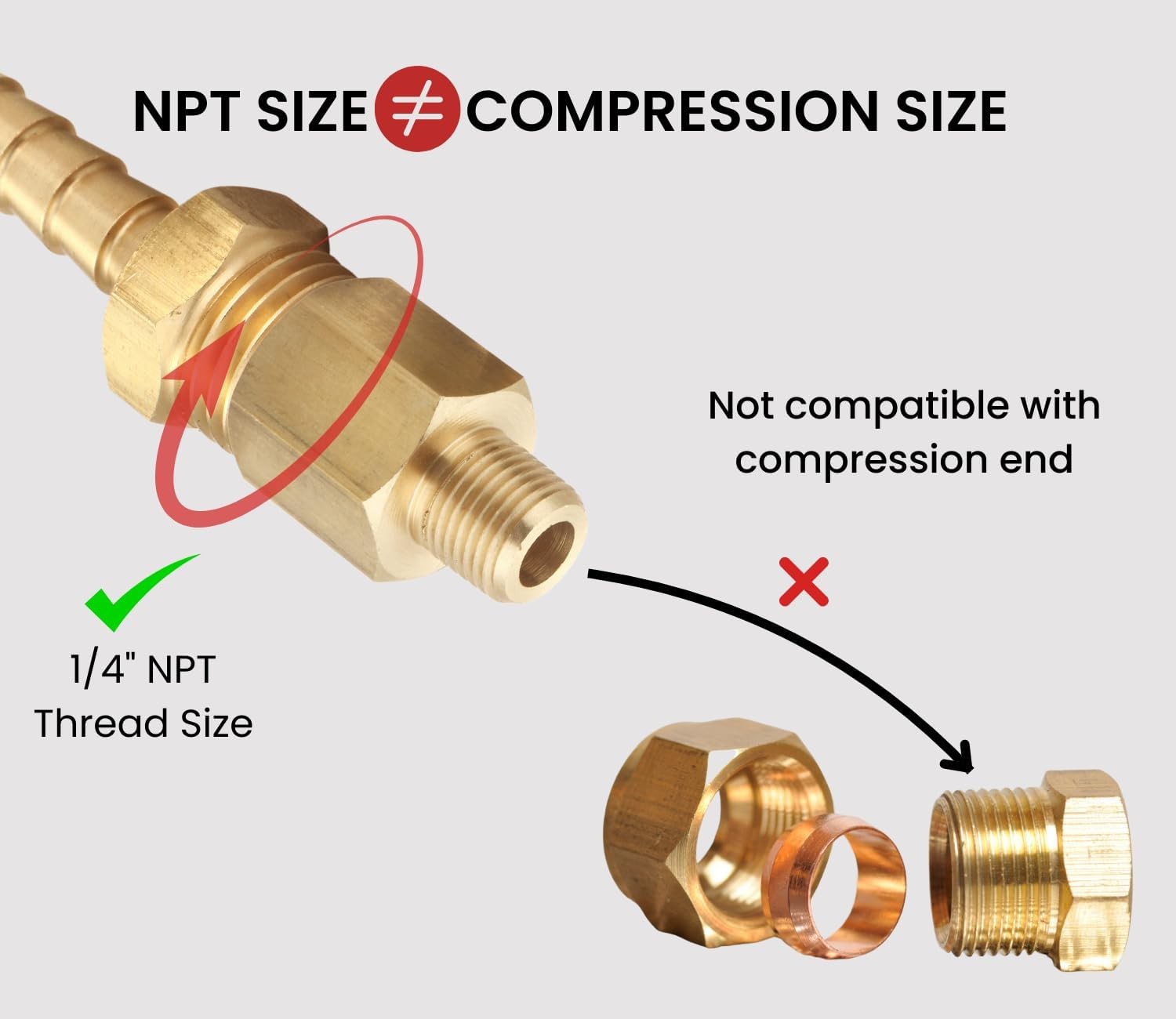 1/4 Inch Female to 1/8 Inch Male, Reducing Adaptor Brass Pipe Fitting, NPT Adapt