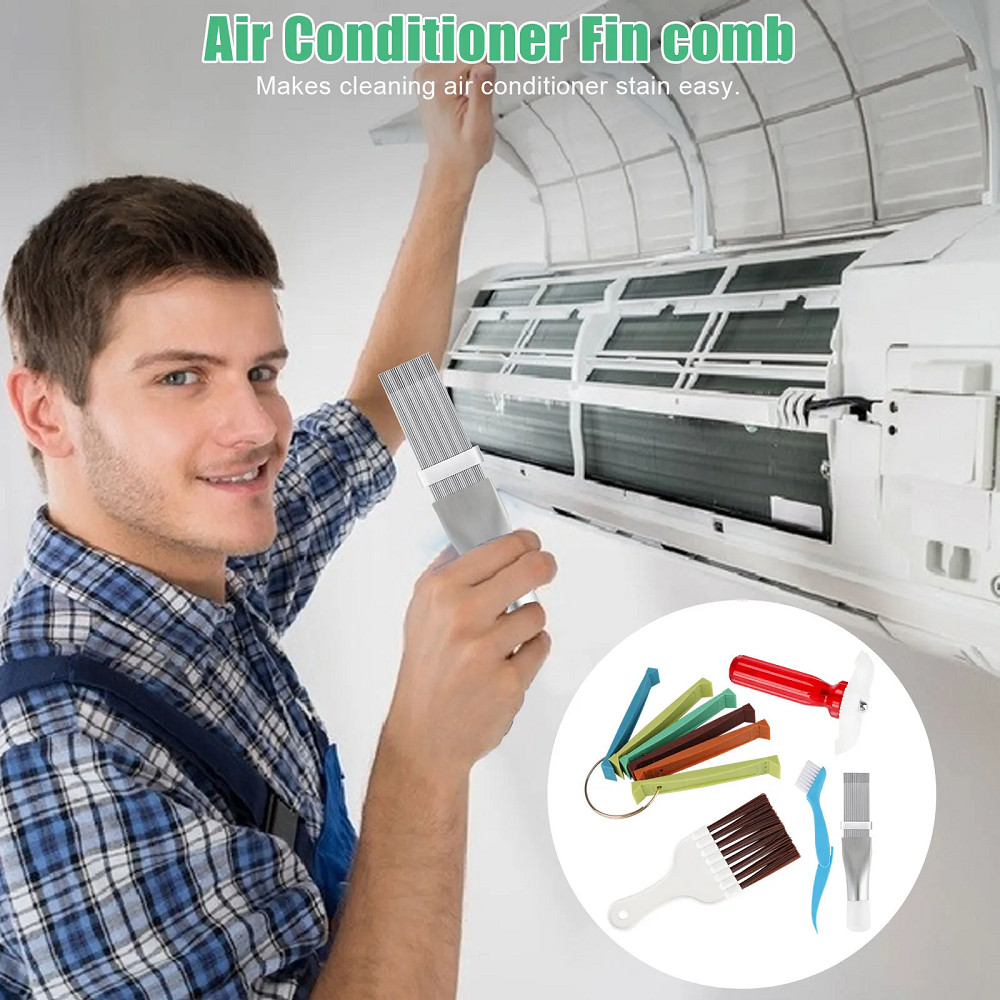 5in1 Air Conditioner Fin Cleaner Set Fin Comb Condenser Straightener Clean Brush