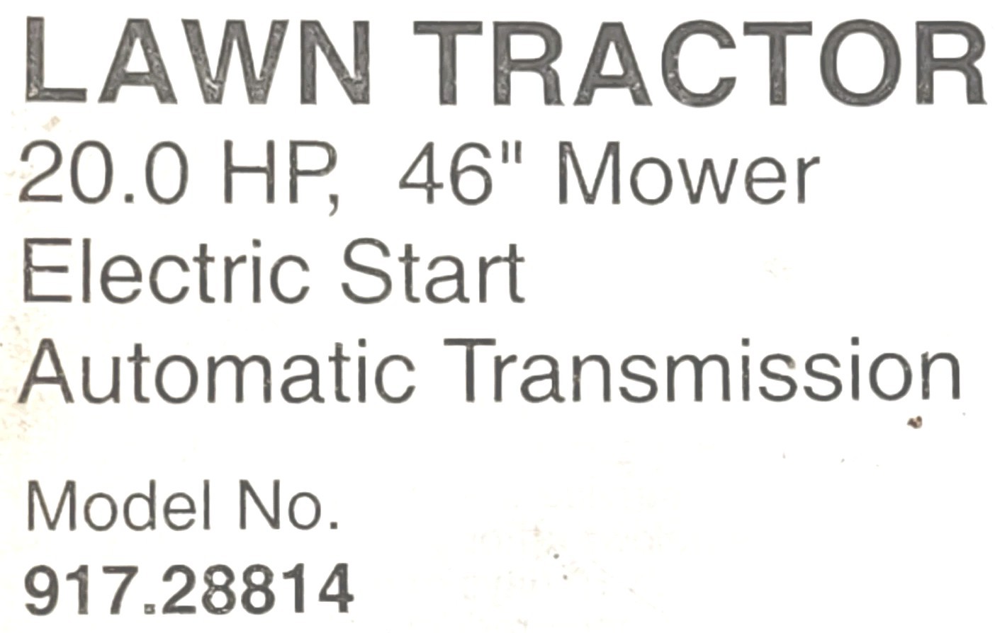 Sears Craftsman DLS4500 20.0 h.p Hydro 46″ Lawn Tractor 917.288141 Owners Manual