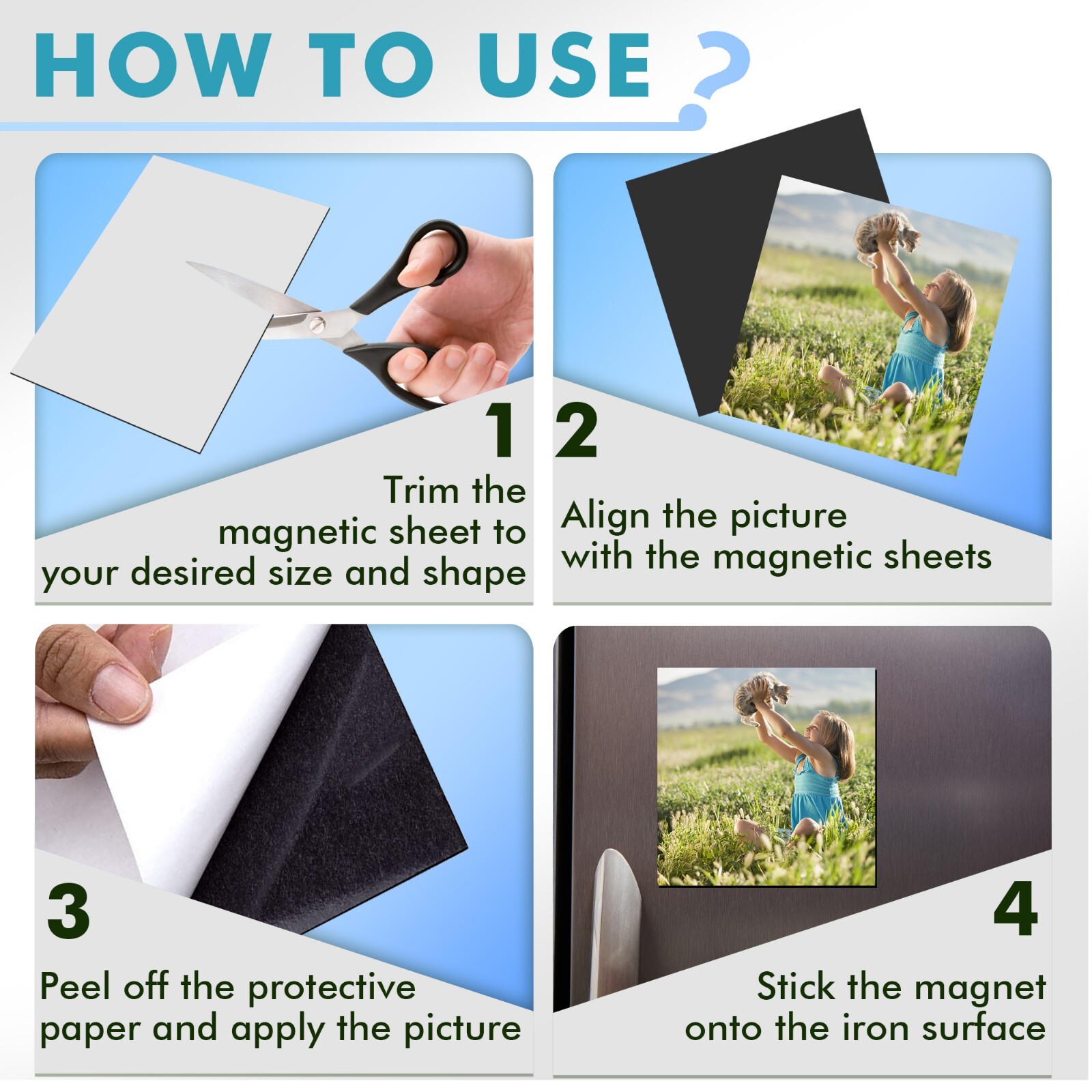 Strong Flexible Self Adhesive Magnetic Sheet 5×7 Photo Magnet Sheets 20 Mil 5PK