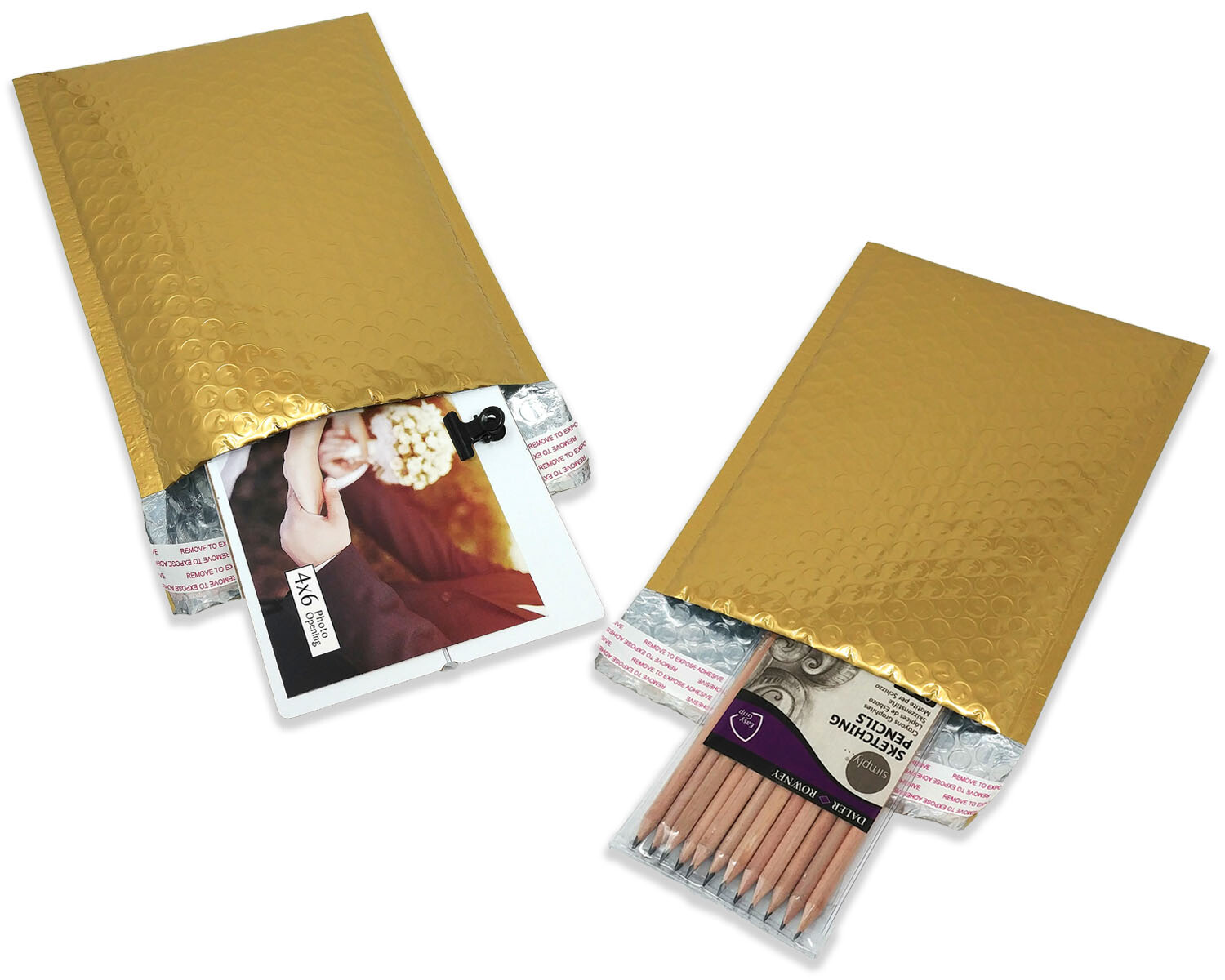 6×10 Pink Metallic, Bronze Gold METALLIC BUBBLE MAILERS, Padded Envelope Pack