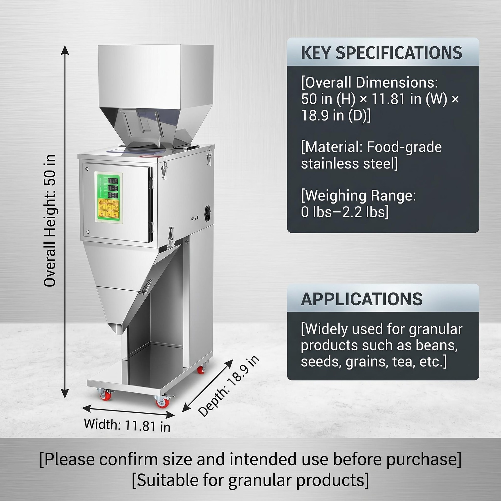10-1000g Automatic Powder Filling Machine Particle Package Weighing Filler 110 V