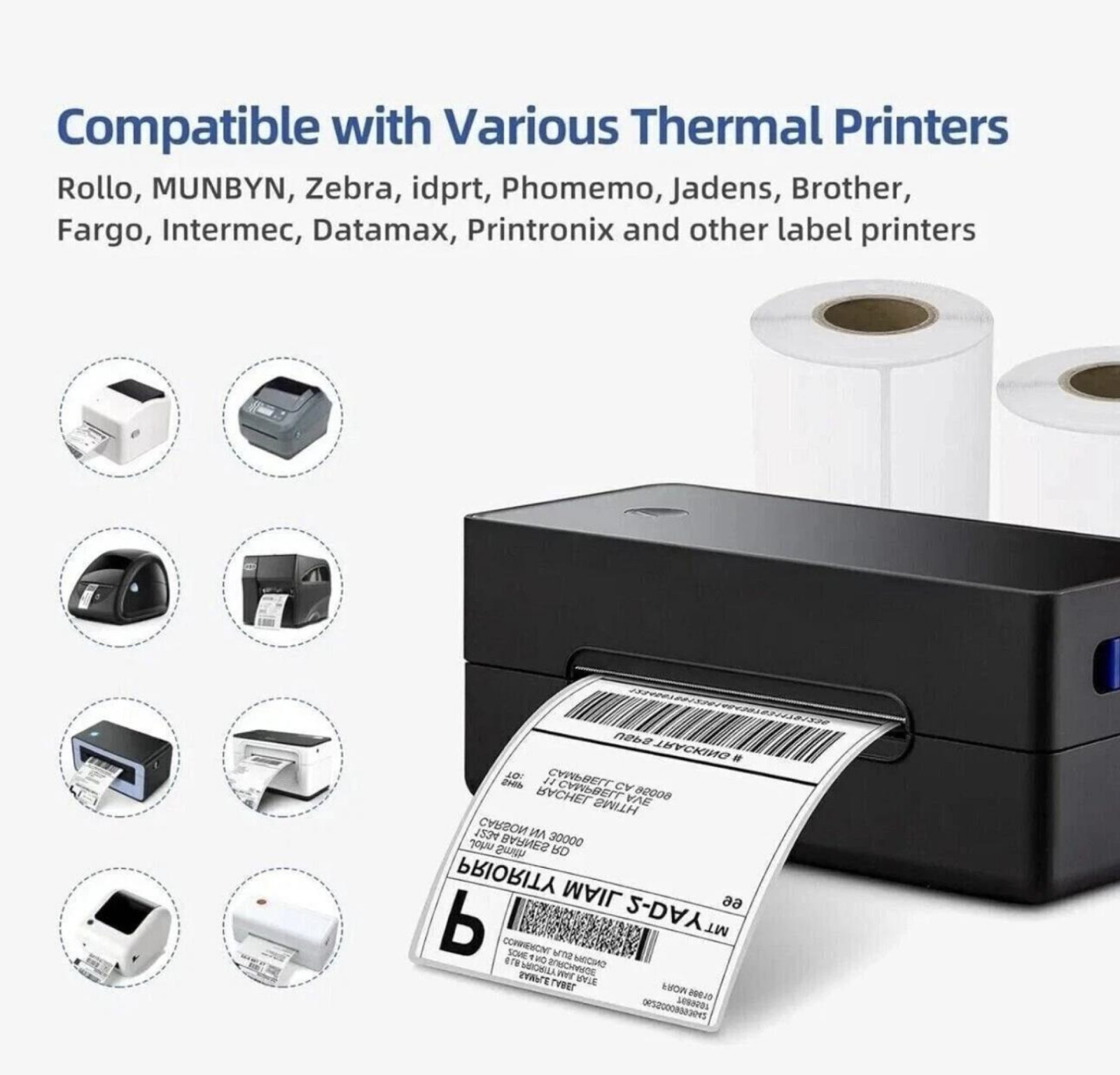 20 Rolls label 4×6 Direct Thermal Shipping 5000 labels Zebra Eltron ZP450 2844.