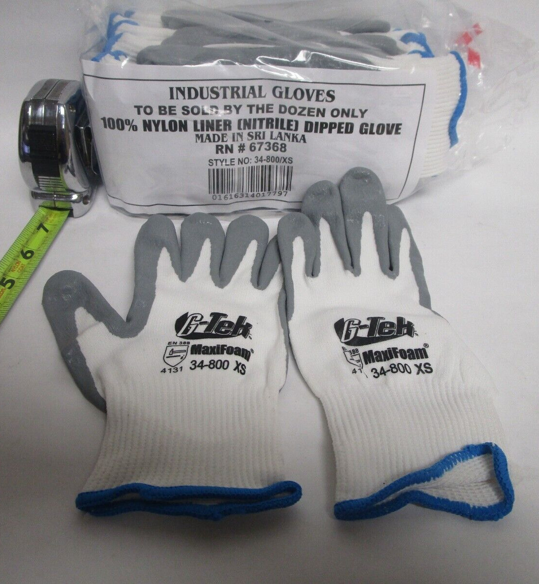 PIP MAXIFOAM 34-800/XS G-TEK PREMIUM FOAM COATED NYLON WORK GLOVES SOLD BY DOZEN