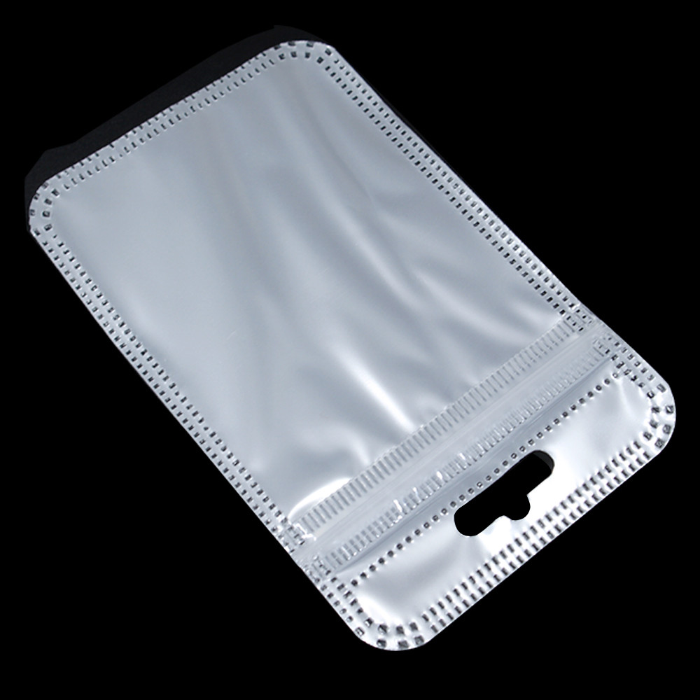 Resealable White Clear Zip Plastic Bag Retail Packaging Lock Pouches W/Hang Hole