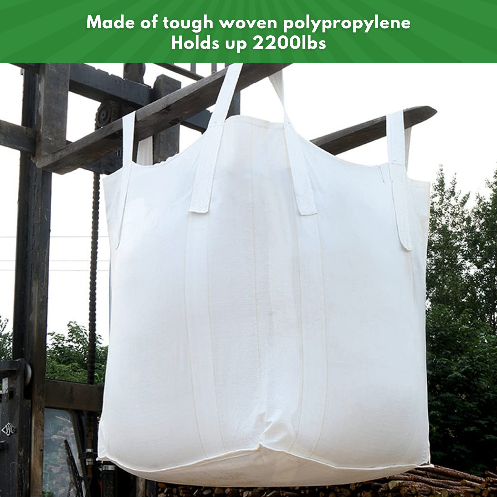 Heavy Duty FIBC Bulk Bag 2200 Lbs, Open Top Flat Bottom, Super Sack