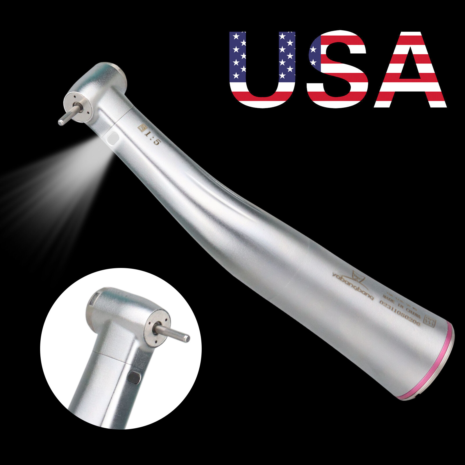 Dental 1:5 Increasing LED Optic Fiber Contra Angle Handpiece fit NSK Ti-max X95L