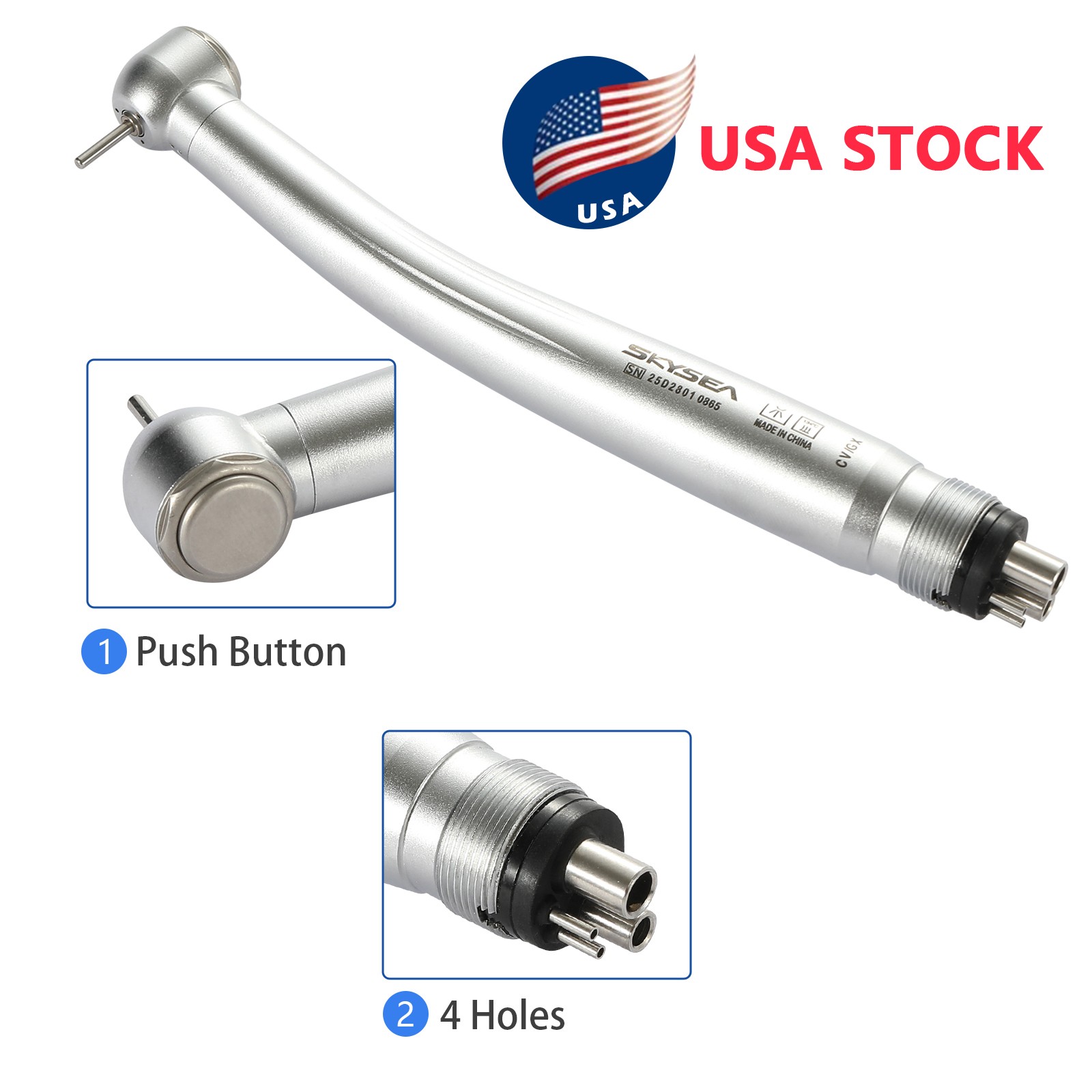 SKYSEA Dental High Fast Speed Turbine Handpiece Big Head 4 Hole Single Spray