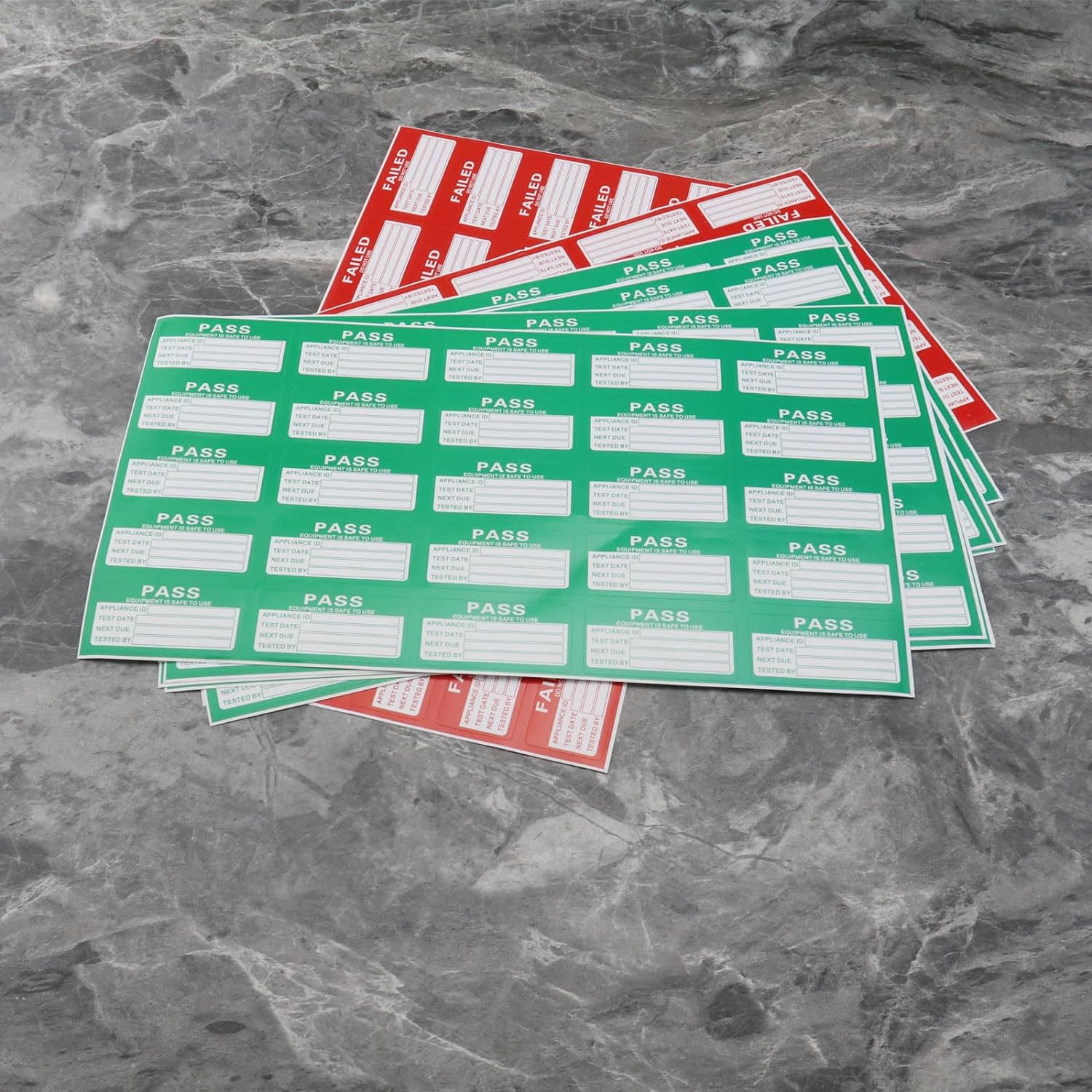 550Pcs PAT Testing Stickers – 500Pcs Pass, 50Pcs Failed – 50x25mm PAT Labels App