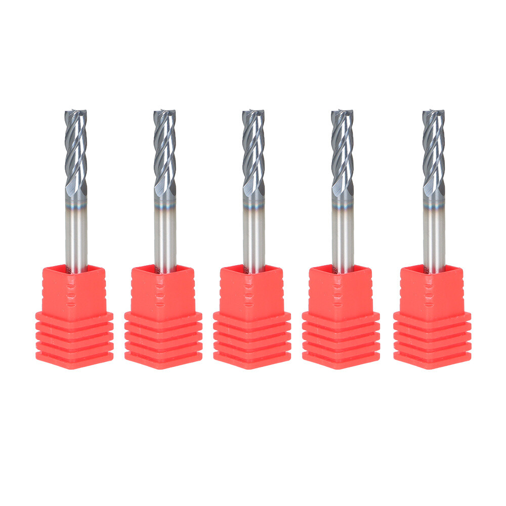 5Pcs 3/16″ 4 Flute Regular Carbide End Mill 2″ Overall Length TiALN COATED