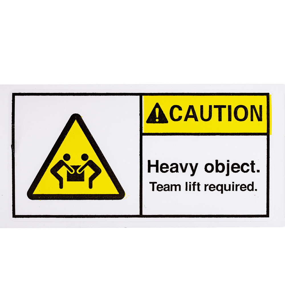 14 rolls 500 labels per roll 3”x1.5” CAUTION HEAVY OBJECT TEAM LIFT REQ. Labels